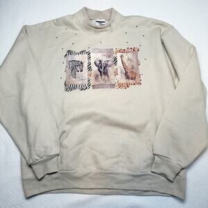 Vintage JERZEES Air Waves Safari Big Cat Sweater L